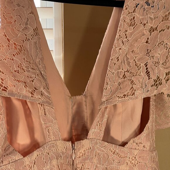 Asos Formal Dress Full Length Peach Lace Bridesmaid Wedding Size 4 (READ) - Picture 3 of 10